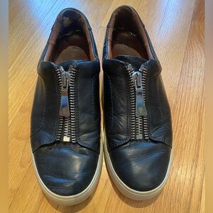 Frye Black Leather Zip-Up Sneakers